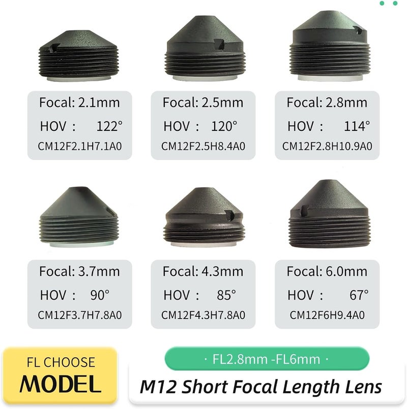 QILENS M12 Lens Sample Kit for Security Cameras – Short, Medium & Long Focal Lengths (2.1mm to 70mm) – Compatible with CCTV, Raspberry Pi, & Industrial Cameras (M12ShortKit) - Image 2